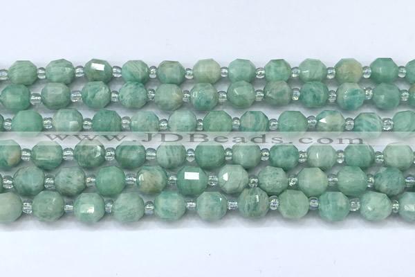 CCB1434 15 inches 7mm - 8mm faceted amazonite beads