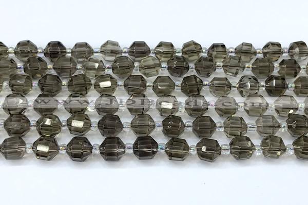 CCB1439 15 inches 7mm - 8mm faceted smoky quartz beads