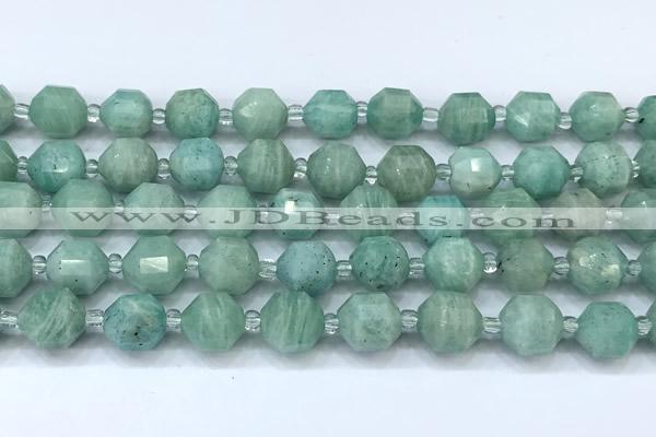 CCB1458 15 inches 9mm - 10mm faceted amazonite beads