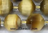 CCB1477 15 inches 9mm - 10mm faceted golden tiger eye beads