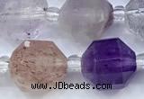 CCB1513 15 inches 9mm - 10mm faceted mixed quartz beads