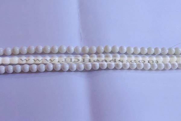 CCB300 15.5 inches 4mm round white coral beads wholesale