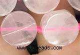 CCB501 15.5 inches 14mm coin rose quartz beads wholesale