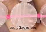 CCB502 15.5 inches 16mm coin rose quartz beads wholesale