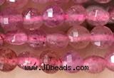 CCB532 15.5 inches 4mm faceted coin strawberry quartz beads