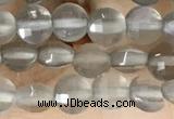 CCB541 15.5 inches 4mm faceted coin grey moonstone beads