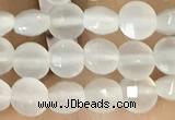 CCB542 15.5 inches 4mm faceted coin white moonstone beads