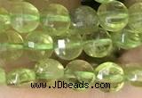 CCB547 15.5 inches 4mm faceted coin peridot gemstone beads