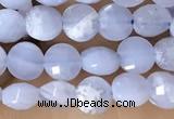 CCB551 15.5 inches 4mm faceted coin blue lace agate beads