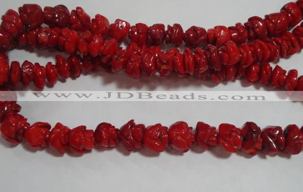 CCB63 15.5 inches 13mm rose shape red coral beads Wholesale