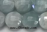 CCB680 15.5 inches 10mm faceted coin aquamarine gemstone beads