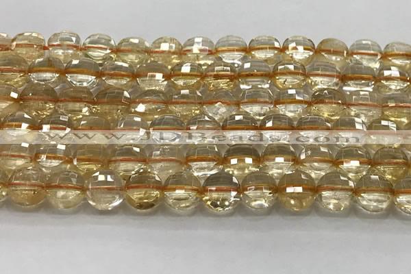 CCB686 15.5 inches 10mm faceted coin citrine gemstone beads