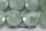 CCB688 15.5 inches 10mm faceted coin green angel skin gemstone beads