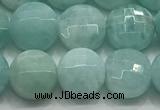 CCB721 15.5 inches 8mm faceted coin amazonite gemstone beads