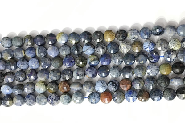 CCB755 15.5 inches 8mm faceted coin blue dumortierite beads