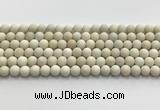 CCB825 15.5 inches 8mm round matte ivory jasper gemstone beads wholesale