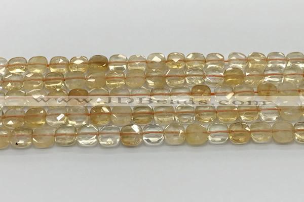 CCB907 15.5 inches 8*8mm faceted square citrine beads