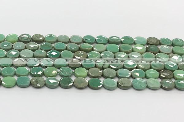 CCB939 15.5 inches 8*10mm faceted oval grass agate beads