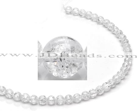 CCC39 15.5 inches 4mm round crackle white crystal beads Wholesale