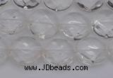 CCC502 15.5 inches 8mm faceted coin natural white crystal beads