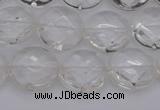 CCC503 15.5 inches 10mm faceted coin natural white crystal beads