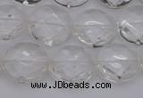 CCC504 15.5 inches 12mm faceted coin natural white crystal beads