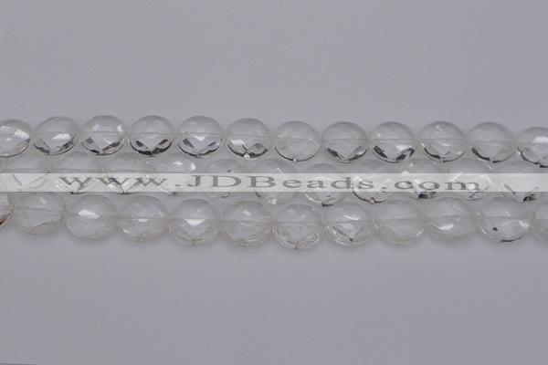 CCC506 15.5 inches 16mm faceted coin natural white crystal beads