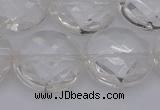 CCC510 15.5 inches 25mm faceted coin natural white crystal beads