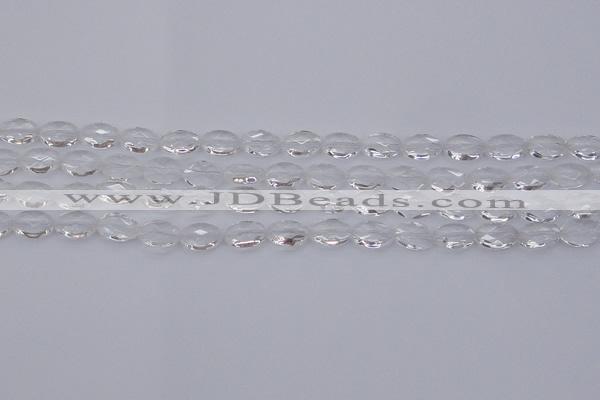 CCC512 15.5 inches 8*12mm faceted oval natural white crystal beads