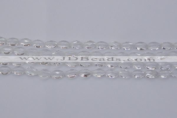 CCC513 15.5 inches 10*14mm faceted oval natural white crystal beads