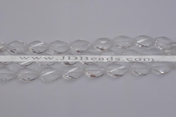 CCC525 15.5 inches 15*20mm twisted & faceted teardrop white crystal beads