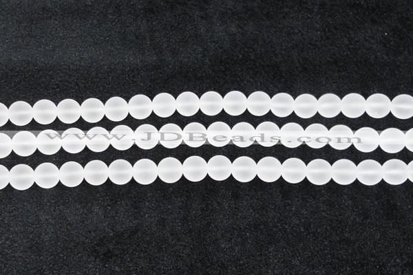 CCC603 15.5 inches 10mm round matte natural white crystal beads