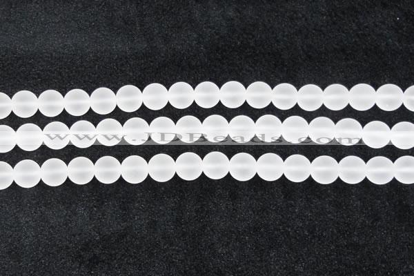 CCC604 15.5 inches 12mm round matte natural white crystal beads