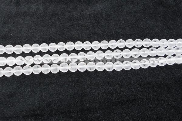 CCC606 15.5 inches 6mm faceted round matte natural white crystal beads