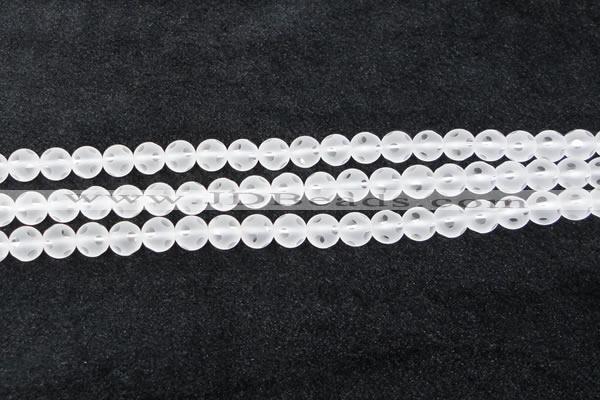 CCC607 15.5 inches 8mm faceted round matte natural white crystal beads