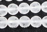 CCC609 15.5 inches 12mm faceted round matte natural white crystal beads