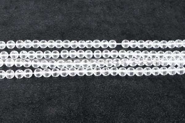 CCC611 15.5 inches 6mm faceted round matte natural white crystal beads