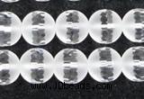 CCC613 15.5 inches 10mm faceted round matte natural white crystal beads