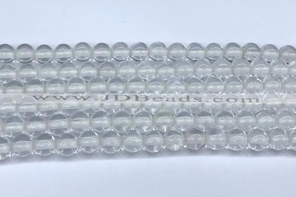 CCC637 15 inches 8mm round white crystal beads, 2mm hole