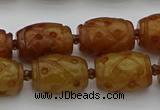 CCJ324 15.5 inches 12*16mm - 13*18mm carved drum China jade beads