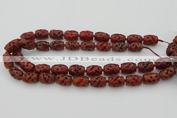 CCJ325 15.5 inches 12*16mm - 13*18mm carved drum China jade beads