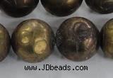 CCJ356 15.5 inches 25mm carved round plated China jade beads