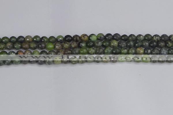 CCJ421 15.5 inches 6mm faceted round dendritic green jade beads