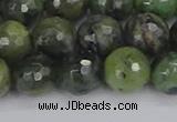 CCJ424 15.5 inches 12mm faceted round dendritic green jade beads