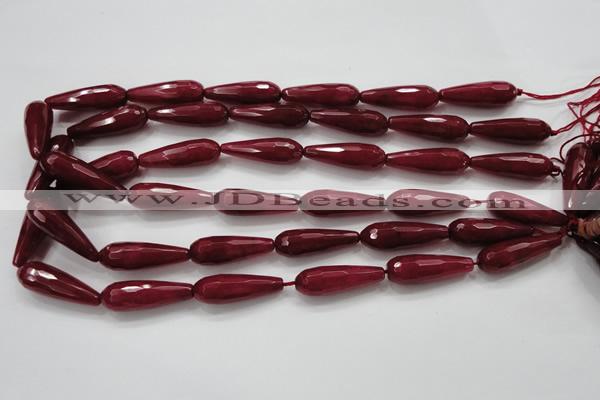 CCN1680 15.5 inches 10*30mm faceted teardrop candy jade beads wholesale