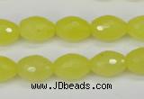 CCN2010 15 inches 10*14mm faceted rice candy jade beads wholesale