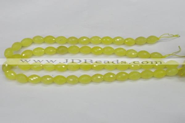 CCN2010 15 inches 10*14mm faceted rice candy jade beads wholesale