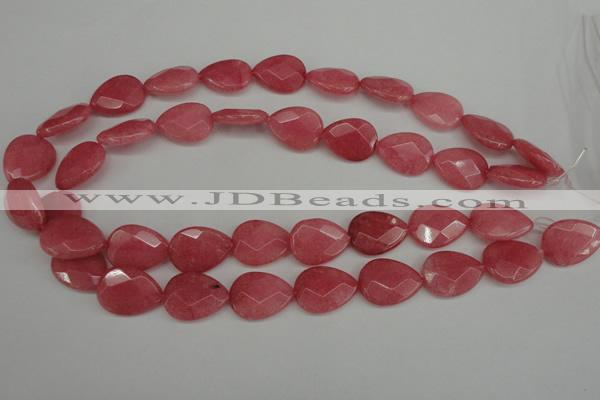 CCN2188 15.5 inches 15*20mm faceted flat teardrop candy jade beads