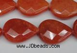 CCN2328 15.5 inches 18*25mm faceted flat teardrop candy jade beads