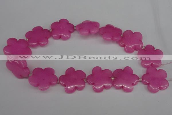 CCN2351 15.5 inches 30mm carved flower candy jade beads wholesale